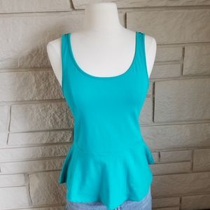 Express Blue Turquoise Scoop Neck Peplum Zipper